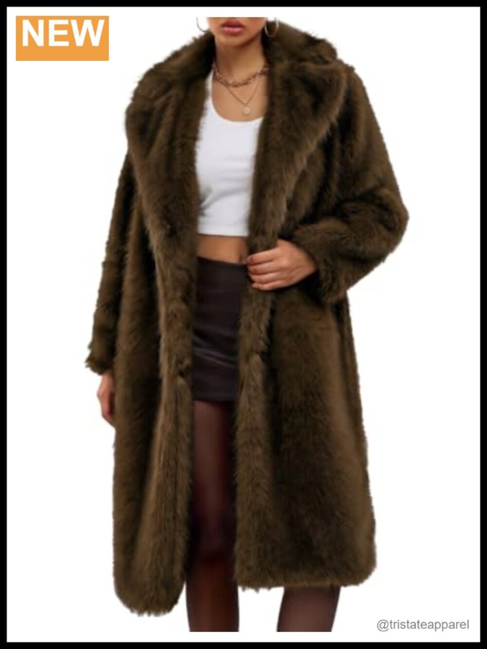 Faux Fur Coat Women Long Warm Fluffy Winter Jacket Lapel Collar